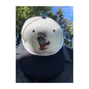 Mega Cap Wool Blend SnapBack Cap White Black Embroidered Little Devil